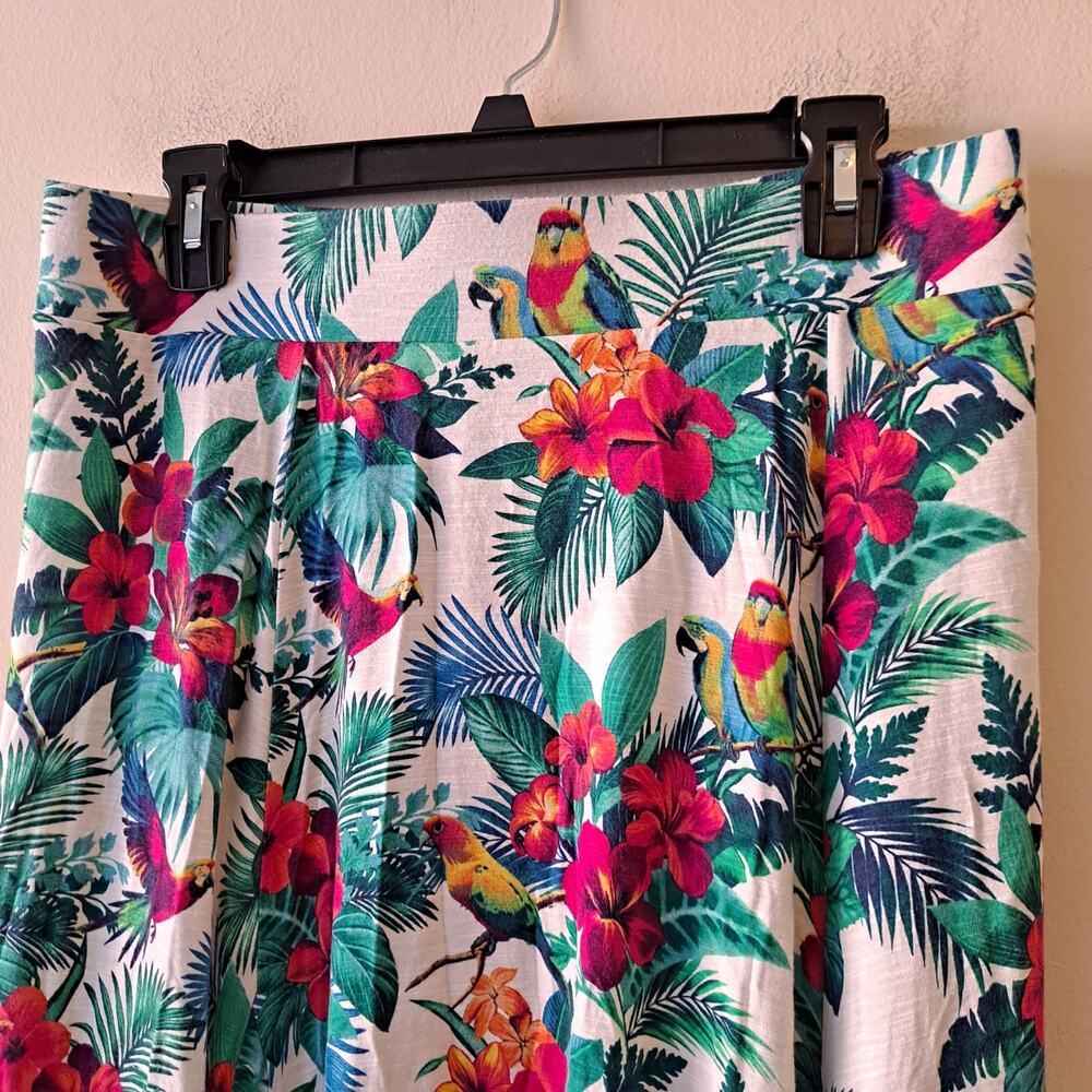 Tommy Bahama Maxi A-Line Skirt Floral Palm Parrot Tropical Hawaiian Women Size M - Picture 5 of 9